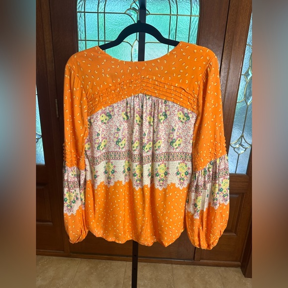 Anthropologie Maeve Ceresco Orange Floral Peasant Blouse NEW - Picture 4 of 10